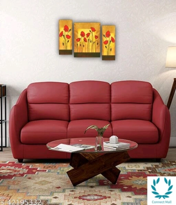 RM Style set of 3 pieces Flowers UV wall Decor & Gifting painting  - Wood, Pack of1